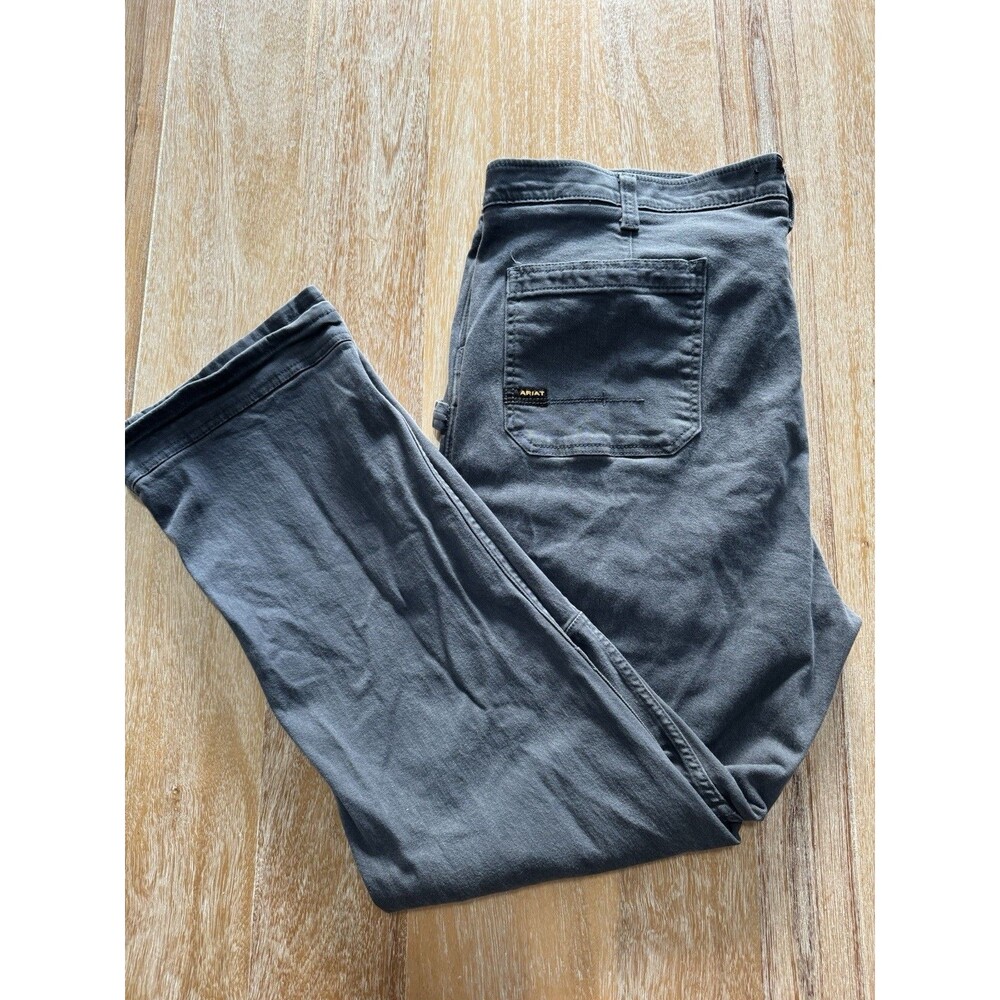 Ariat Rebar M4 Pants Mens 46x34 Gray Relaxed Boot Cut DuraStretch Canvas Work